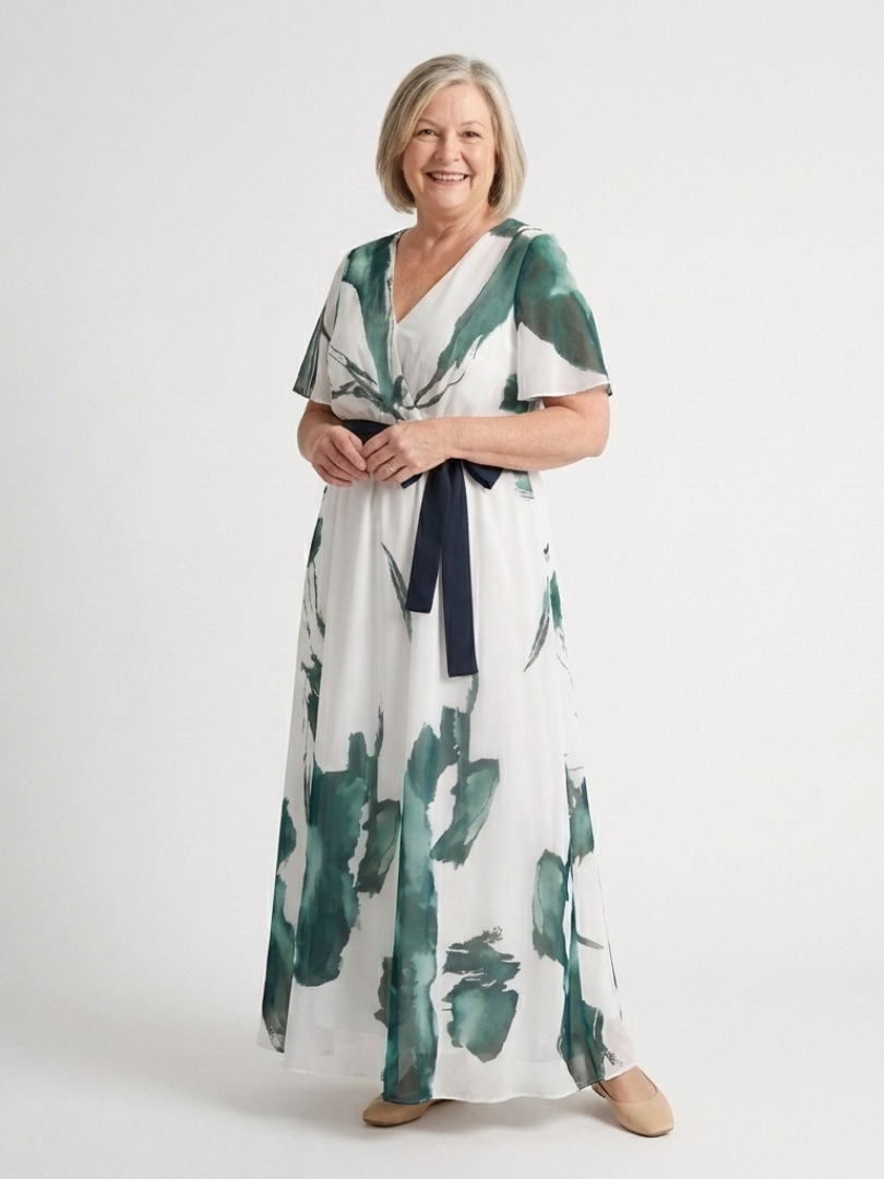 Flutter Sleeve Belted Maxi Dress in Green — VerolynBoutique