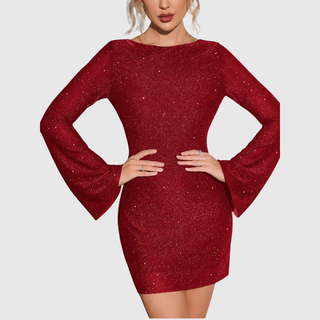 Shimmer Ruched Mini Dress in Black — VerolynBoutique