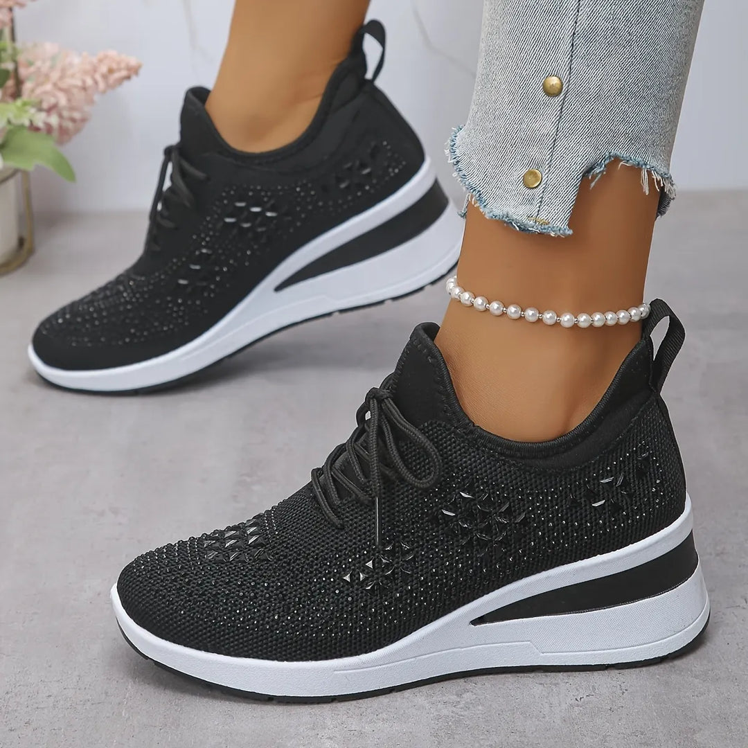 Crystal Knit Trainers in Black — VerolynBoutique