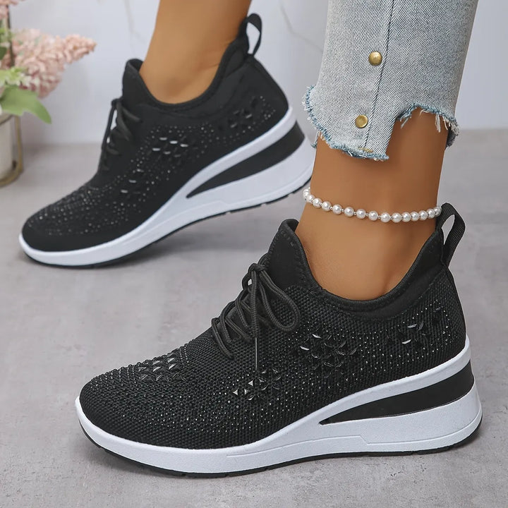 Crystal Knit Trainers in Black — VerolynBoutique