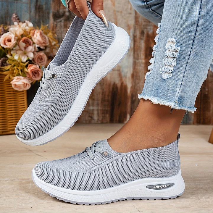 Stretch Knit Comfort Sneakers in Grey — VerolynBoutique
