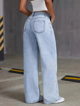 Light Wash Wide Leg Jeans in Light Denim — VerolynBoutique