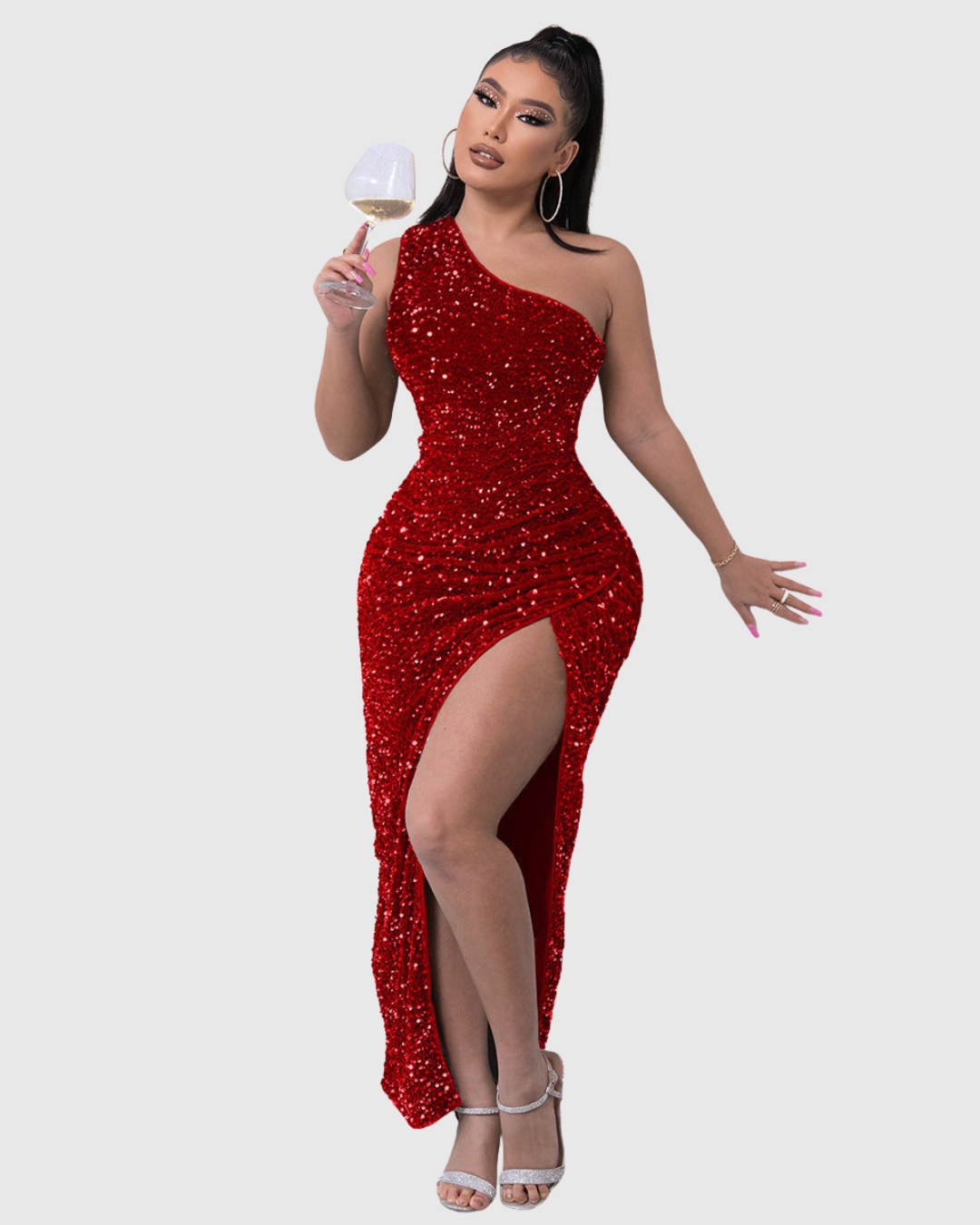 Verolyn - One-Shoulder Sequin Evening Gown