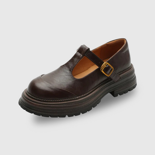 Chunky Sole T-Bar Shoes in Brown — VerolynBoutique
