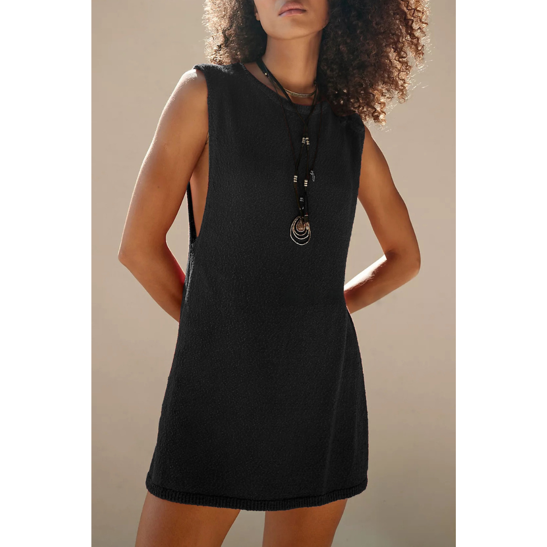 Sleeveless Knit Tank Shorts Set in Black — VerolynBoutique