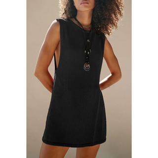 Sleeveless Knit Tank Shorts Set in Black — VerolynBoutique