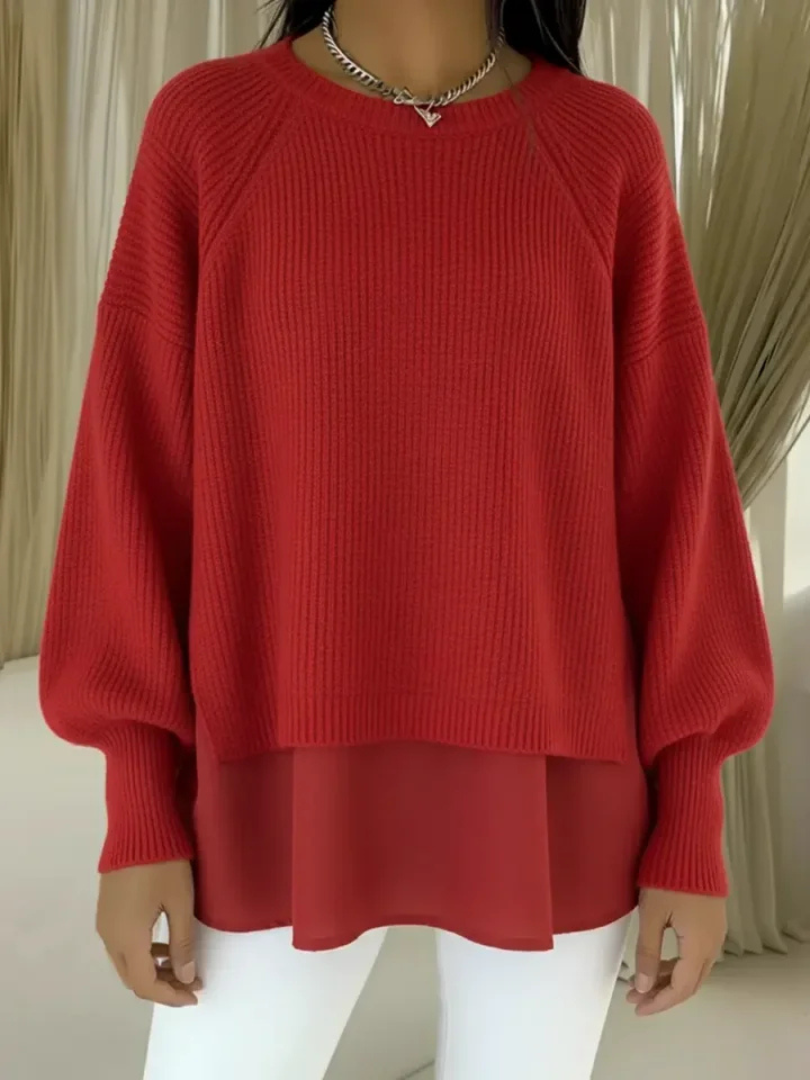 Verolyn layered two-piece effect jumper in red