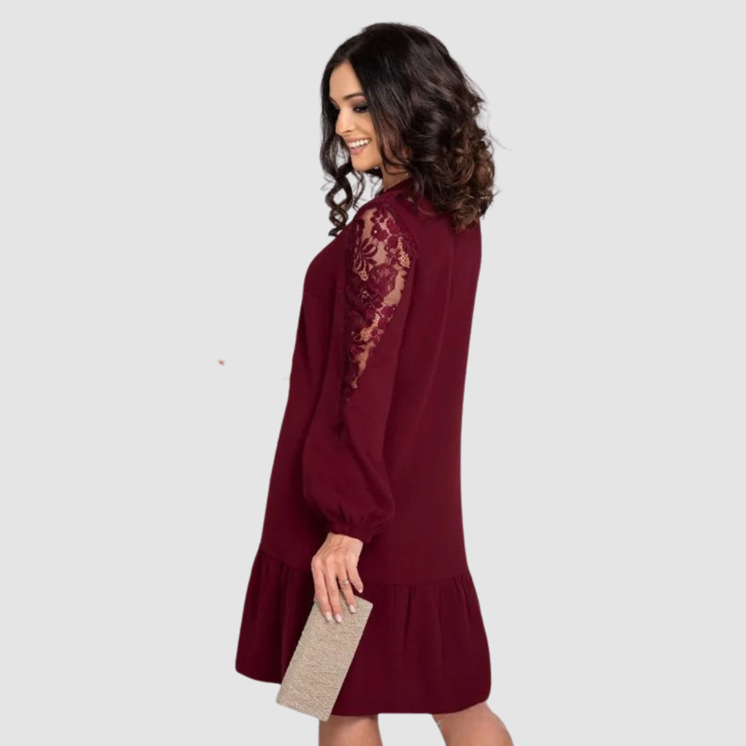 Verolyn - Lace Sleeve Midi Dress