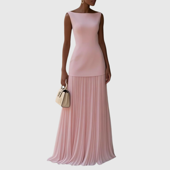 Sleeveless Pleated Maxi Dress in Pink — VerolynBoutique