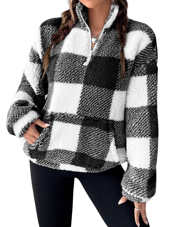 Verolyn - Plaid Half Zip Pullover