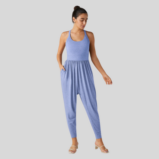 Backless U-Neck Lounge Jumpsuit in Blue — VerolynBoutique