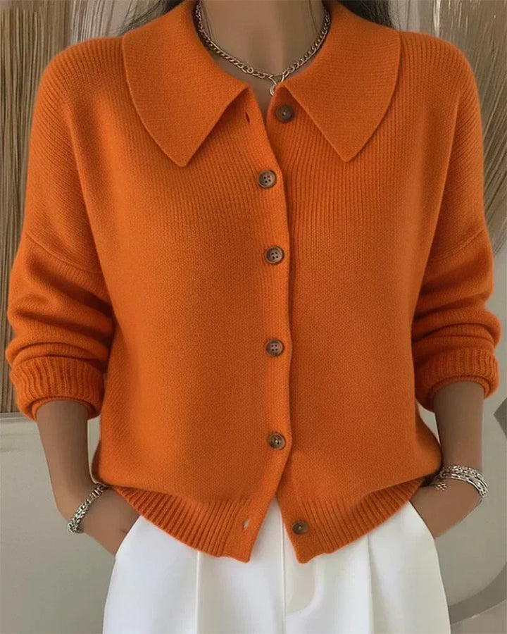 Verolyn shirt collar knit cardigan in orange