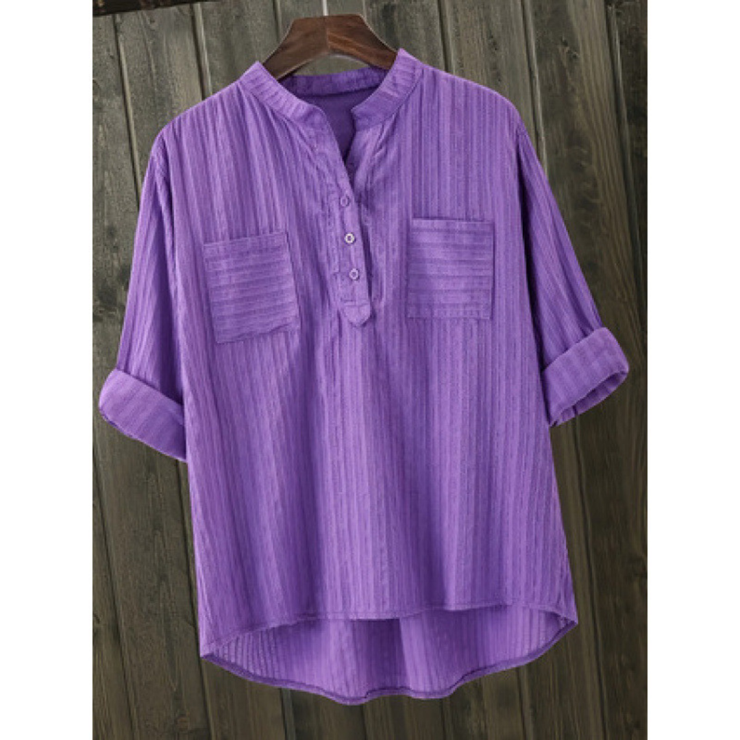 Chest Pocket Textured Blouse in Purple — VerolynBoutique