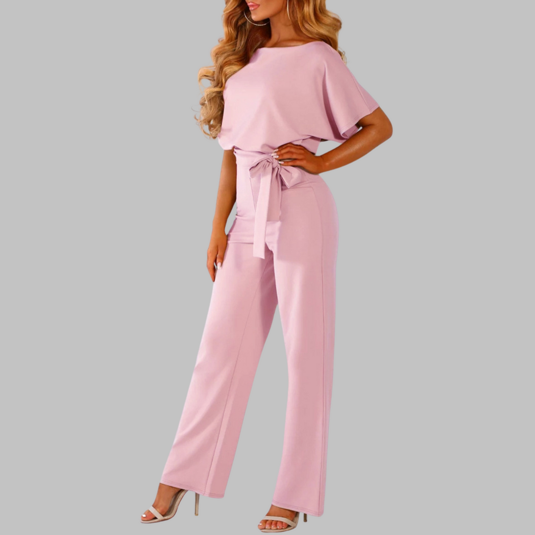 Verolyn - Batwing Sleeve Tie Front Jumpsuit