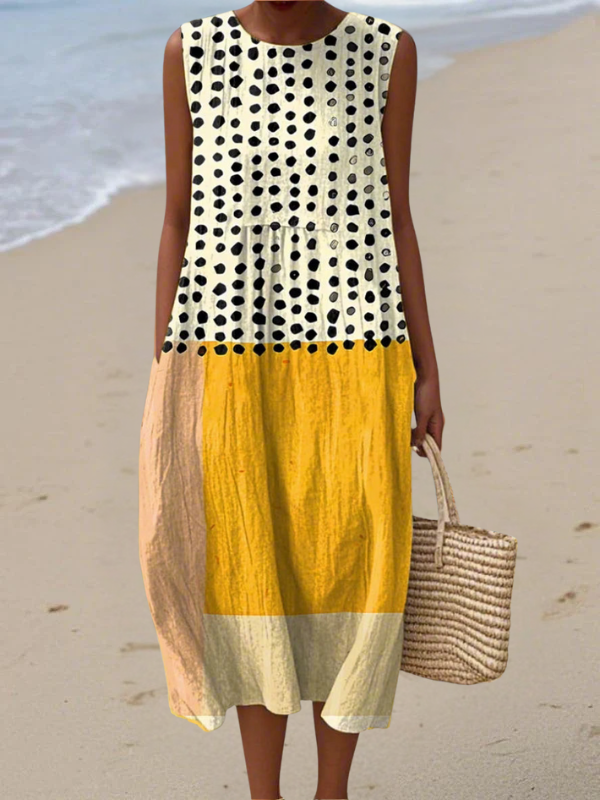 Sleeveless Colour Block Midi Dress in Multicolour — VerolynBoutique