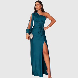 Twist-Front One-Shoulder Gown in Blue — VerolynBoutique