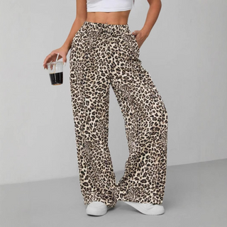 Leopard Tie Front Trousers in Apricot — VerolynBoutique