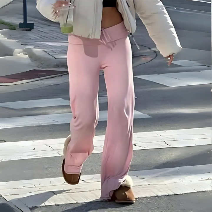 Drawstring Straight Leg Lounge Trousers in Pink — VerolynBoutique