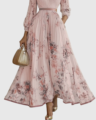 Verolyn - Pleated V-Neck Maxi Dress