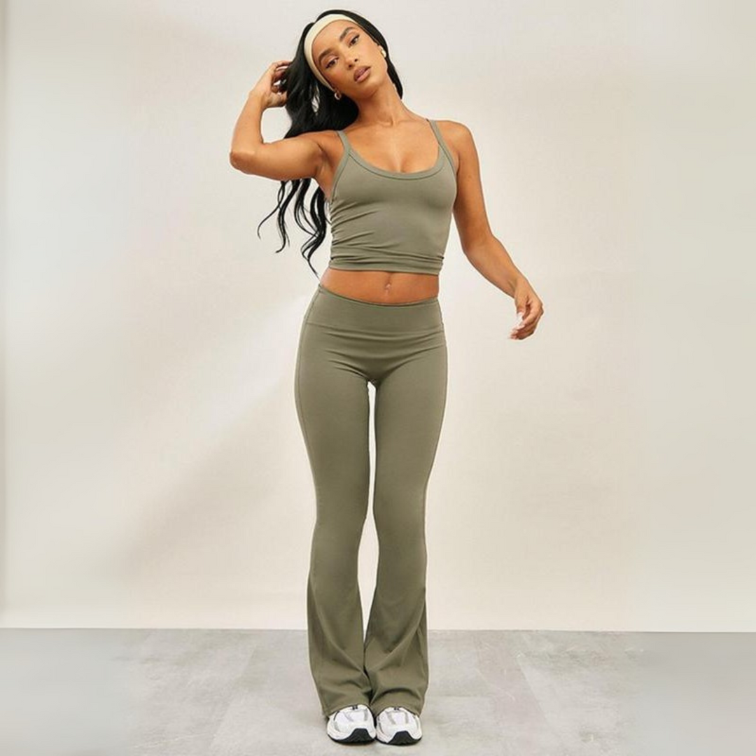 Cami and Flare Trouser Set in Green — VerolynBoutique