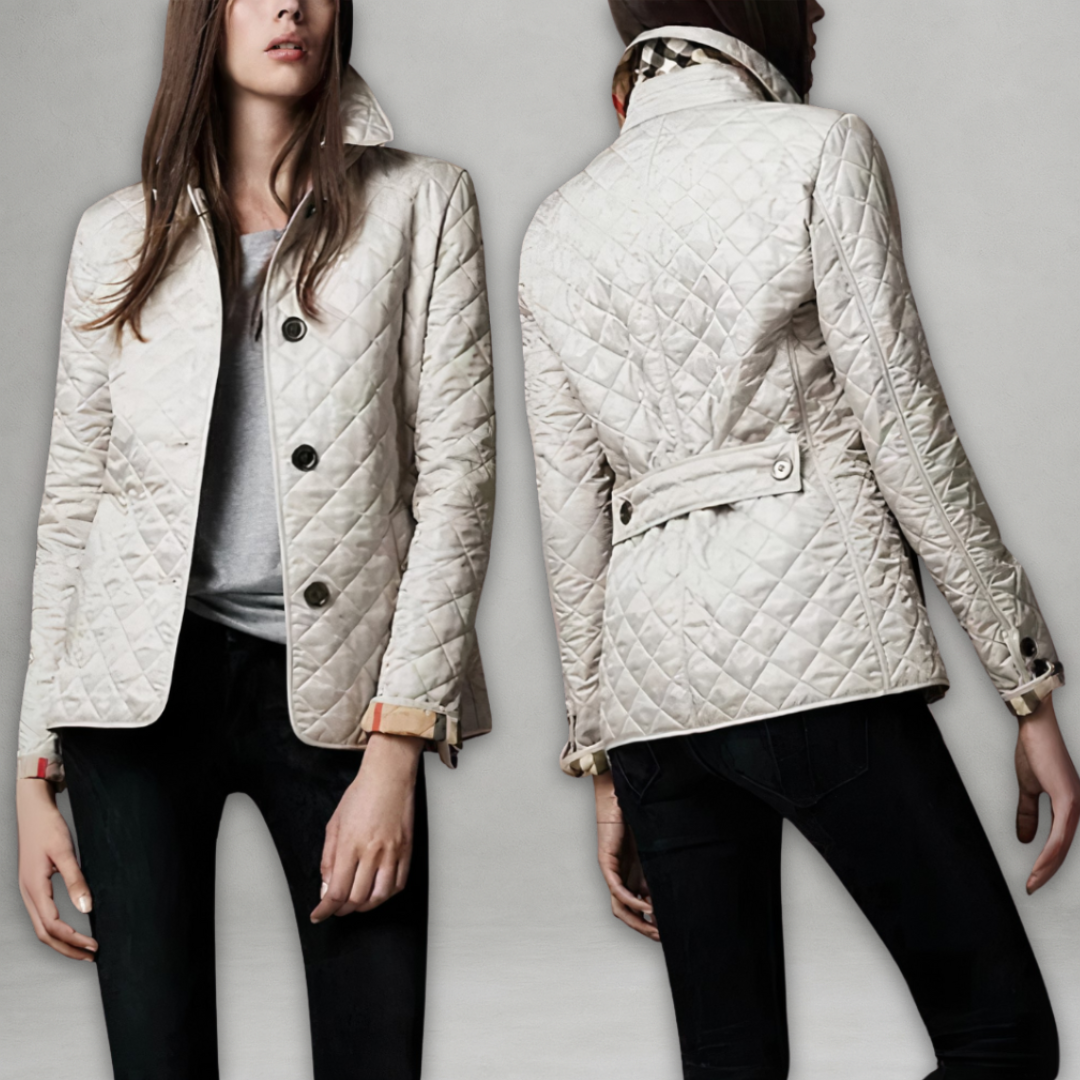 Tailored Diamond Quilted Jacket in White — VerolynBoutique