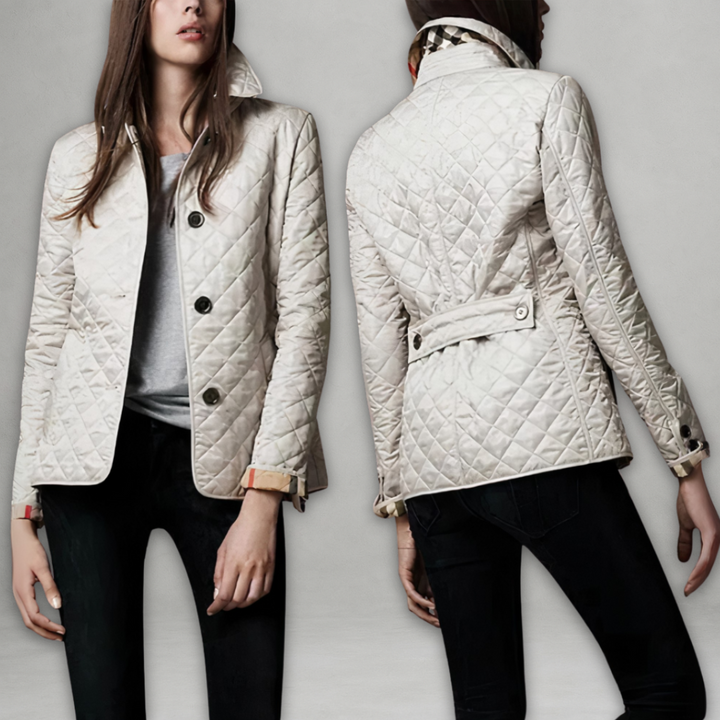 Tailored Diamond Quilted Jacket in White — VerolynBoutique