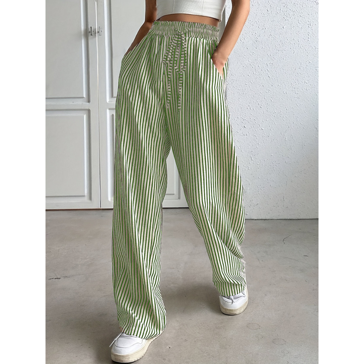 Striped Smocked Waist Trousers in Mint — VerolynBoutique