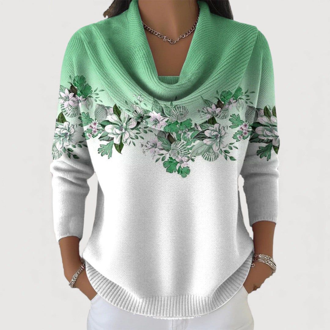 Verolyn floral cotton turtleneck jumper in mint