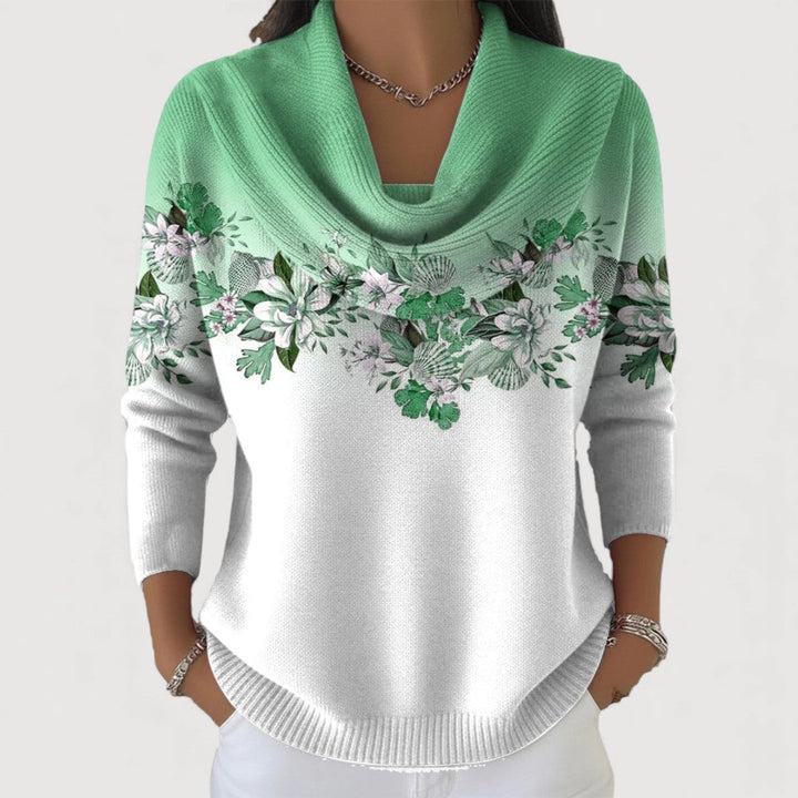 Verolyn floral cotton turtleneck jumper in mint