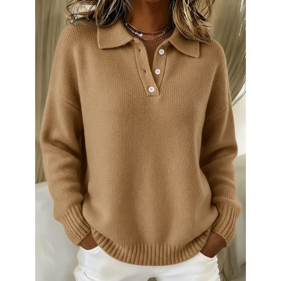 Verolyn soft polo collar jumper in camel