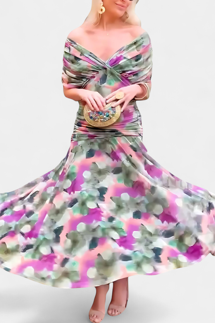 Verolyn - Flowing Floral V-Neck Dress