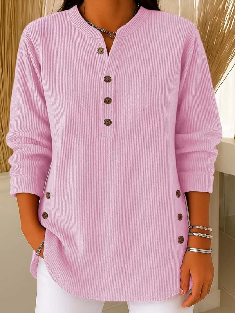 Verolyn henley button tunic jumper in soft pink