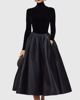 Verolyn - Velvet and Satin Midi Dress