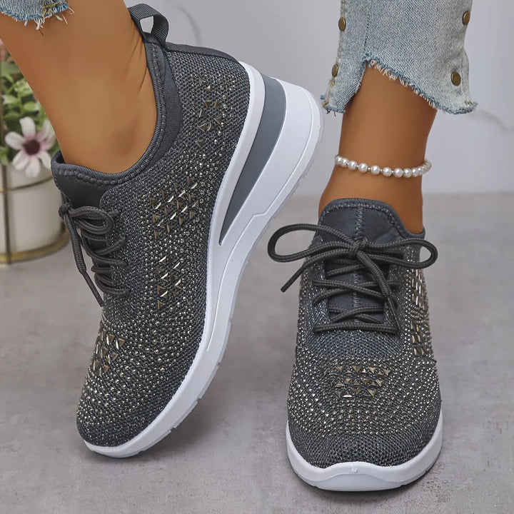 Crystal Knit Trainers in Grey — VerolynBoutique