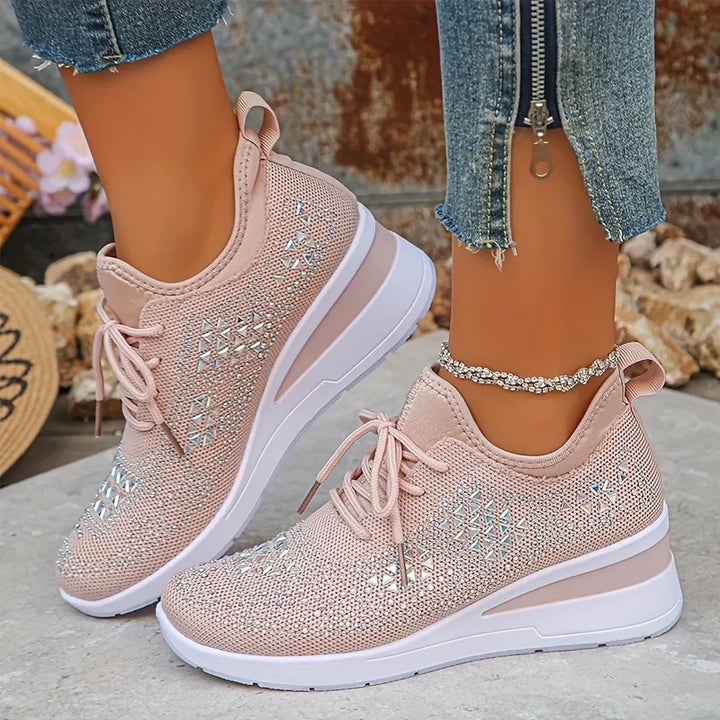 Crystal Knit Trainers in Pink — VerolynBoutique