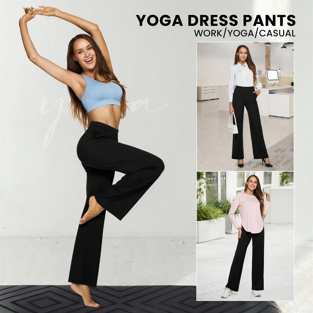 Stretch Wide Leg Yoga Trousers in Black — VerolynBoutique