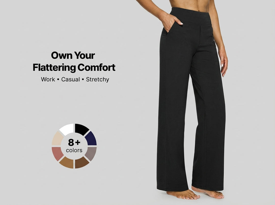 Stretch Wide Leg Yoga Trousers in Black — VerolynBoutique