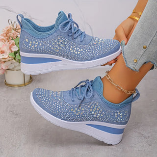 Crystal Knit Trainers in Sky Blue — VerolynBoutique