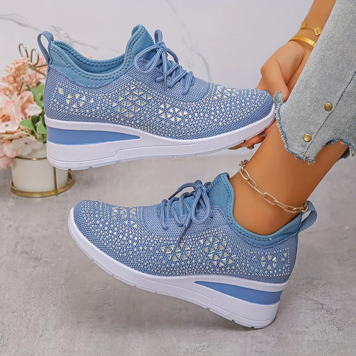Crystal Knit Trainers in Sky Blue — VerolynBoutique
