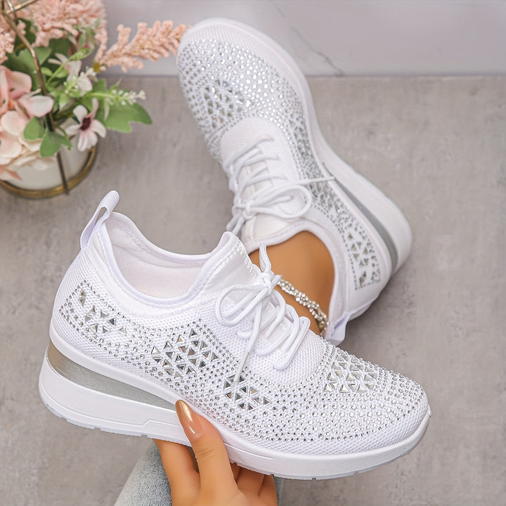 Crystal Knit Trainers in White — VerolynBoutique