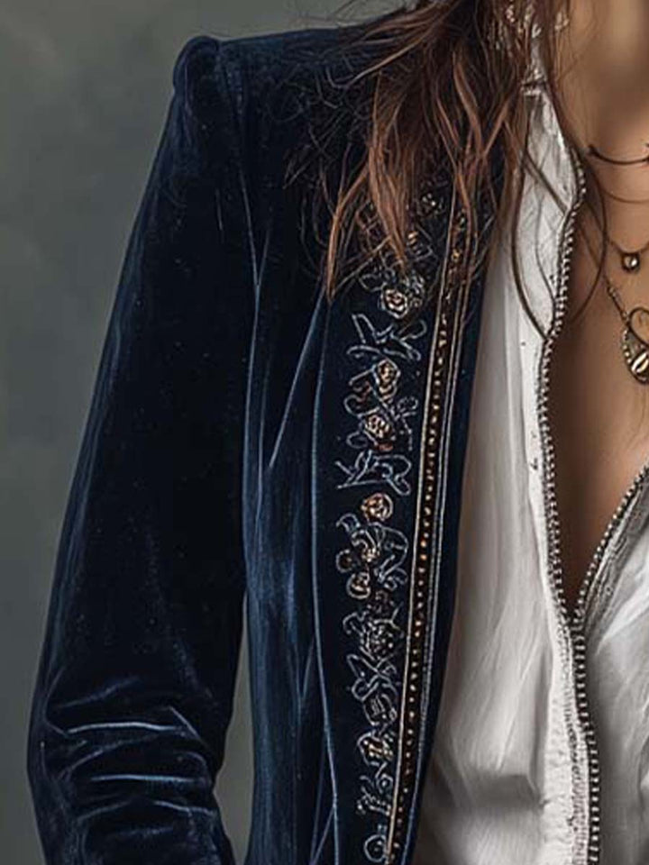 Embroidered Longline Blazer — VerolynBoutique