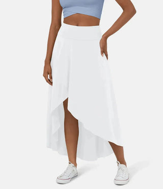 Asymmetric High-Low Midi Skirt in White — VerolynBoutique