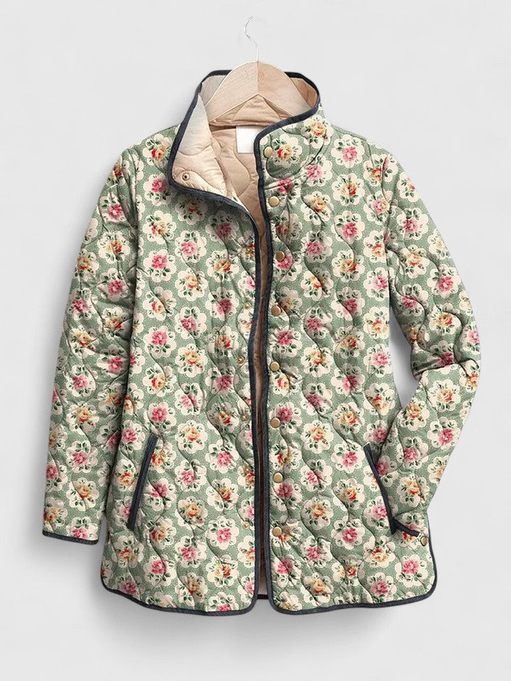 Sage Rosette Quilted Jacket in Multicolour — VerolynBoutique