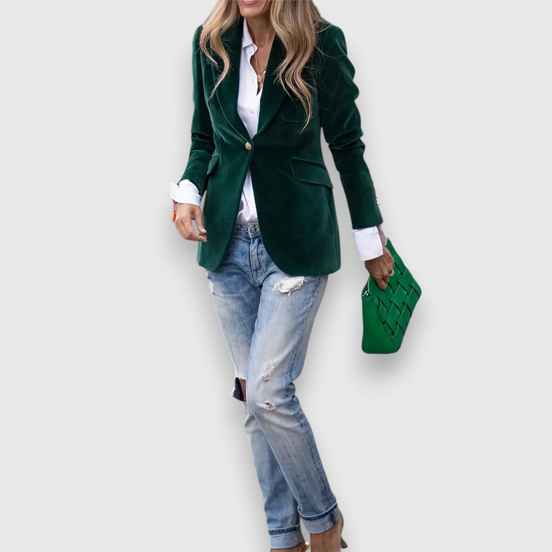 One-Button Retro Blazer in Green — VerolynBoutique
