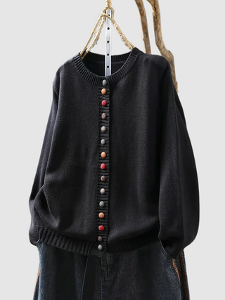 Button Detail Knit Cardigan in Black — VerolynBoutique