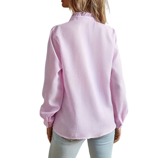 Ruffle Placket Textured Blouse in Sky Blue — VerolynBoutique