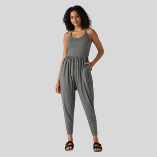 Backless U-Neck Lounge Jumpsuit in Grey — VerolynBoutique