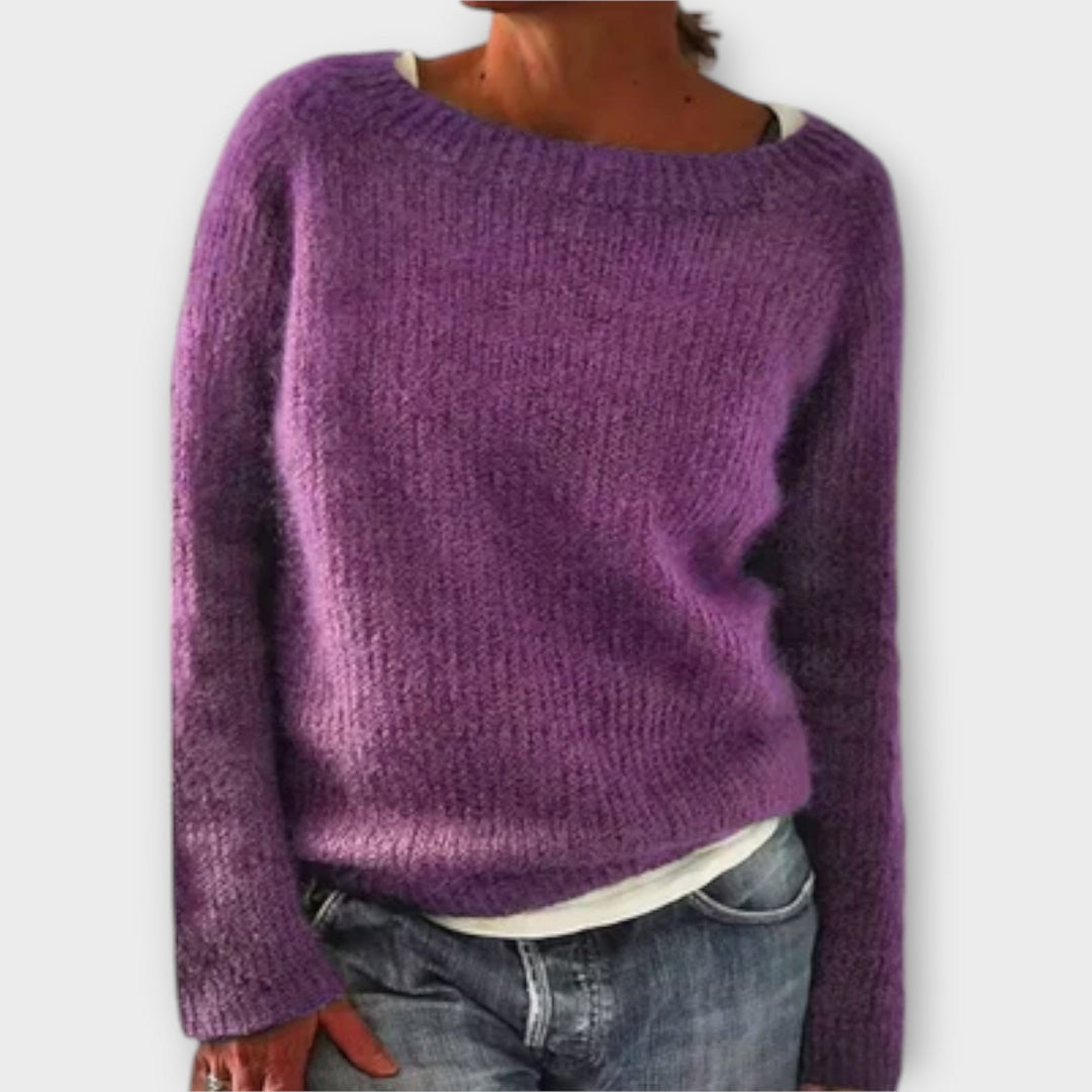 Plain Raglan Knit Jumper in Purple — VerolynBoutique
