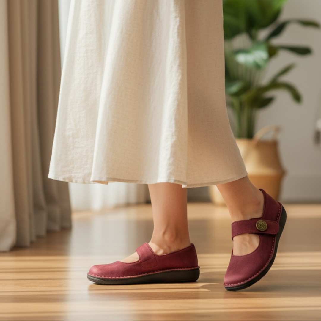 Cushioned Touch-Fasten Mary Janes in Green — VerolynBoutique