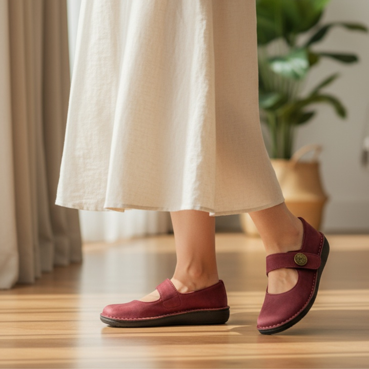 Cushioned Touch-Fasten Mary Janes in Green — VerolynBoutique